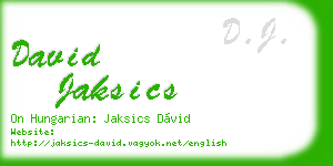 david jaksics business card